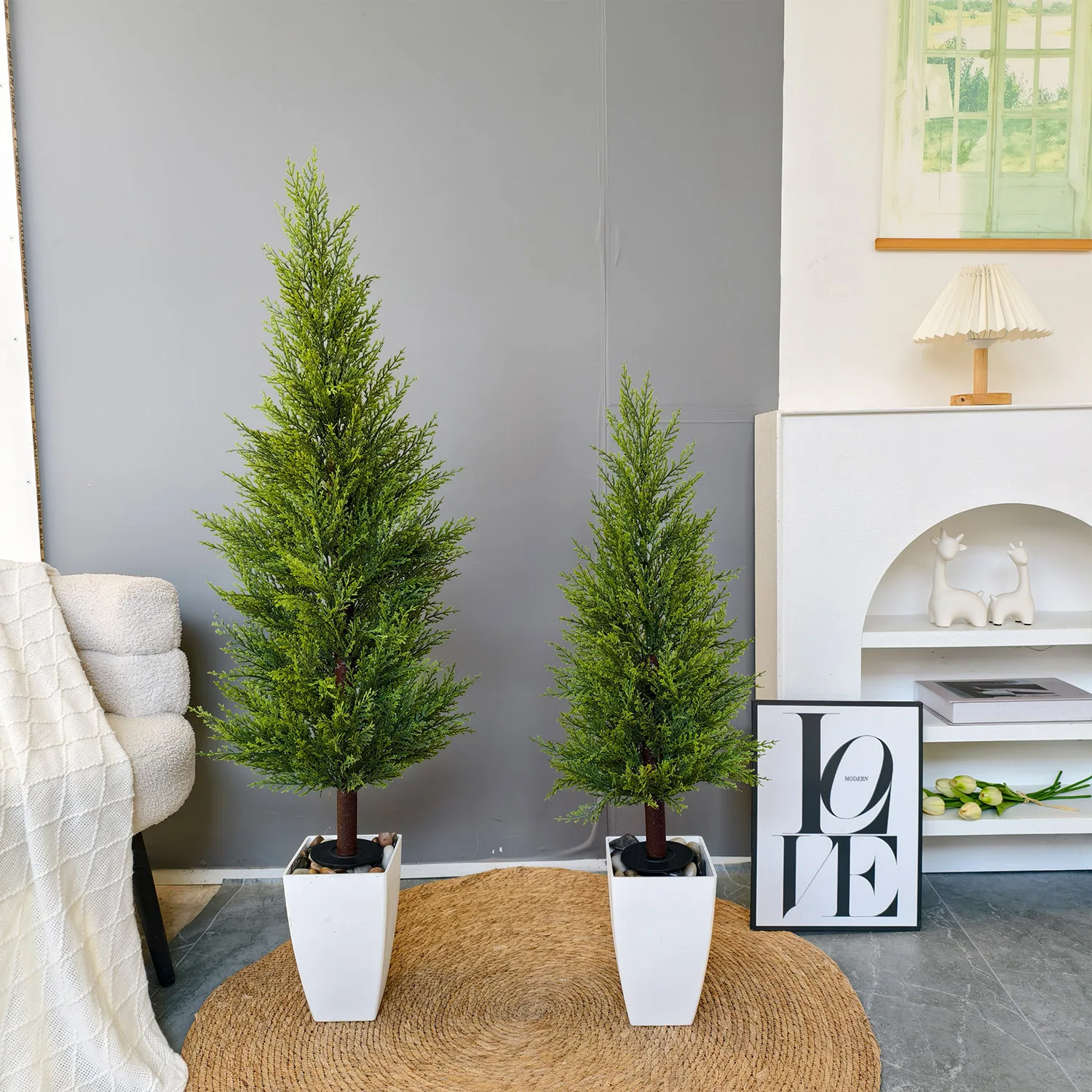 

90/120cm Artificial Cypress Tree,Fake Pine Evergreen Plant,NoFade Faux Tree for Indoor&Outdoor,Garden,Home Decor,Christmas Decor
