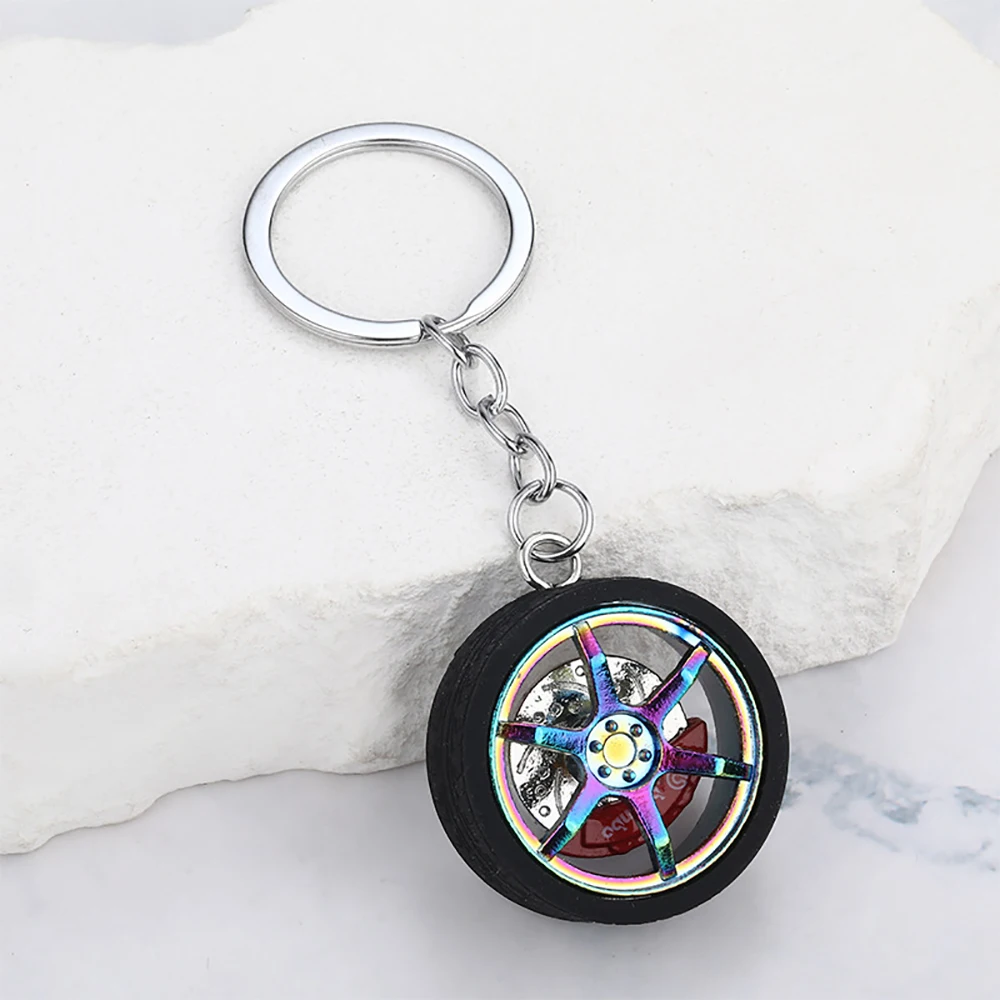 RIM wheel keychain Car wheel Nos Turbo keychain key ring metal with Aluminum Brake discs Keyfob for TE37 TOYOTA style