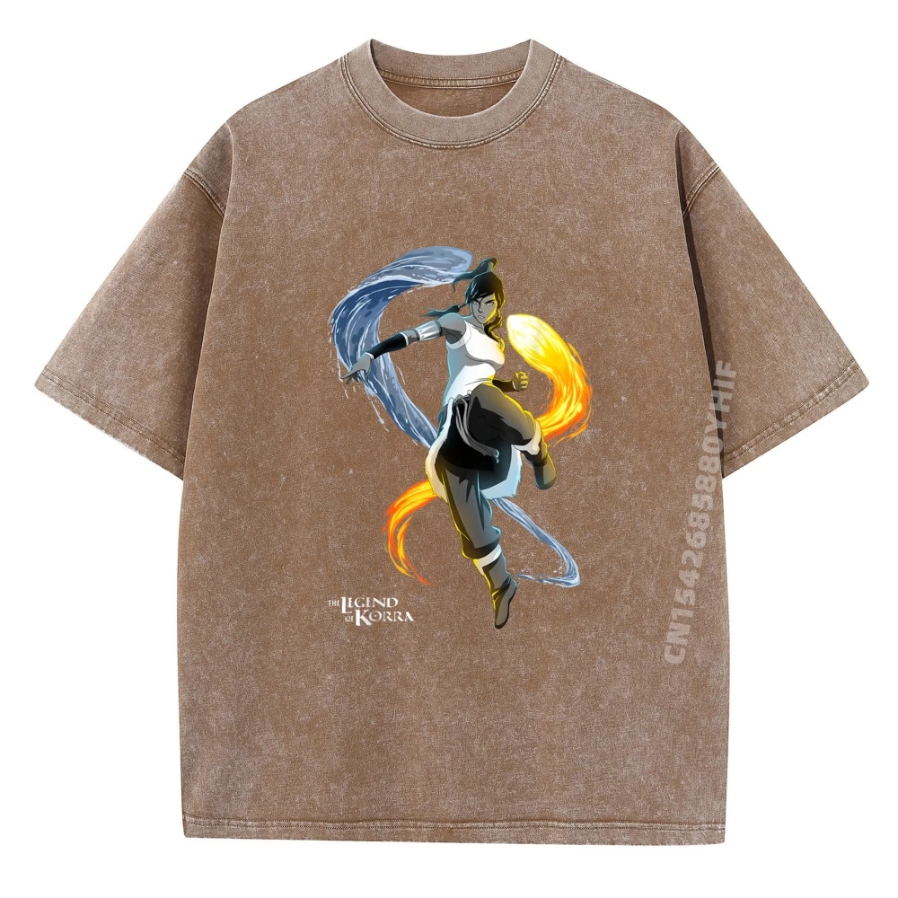 Nickelodeon The Legend Of Korra Action Stance Luxury T Shirt Men Breathable Washed T-Shirt Printed Shirts National Flag Day