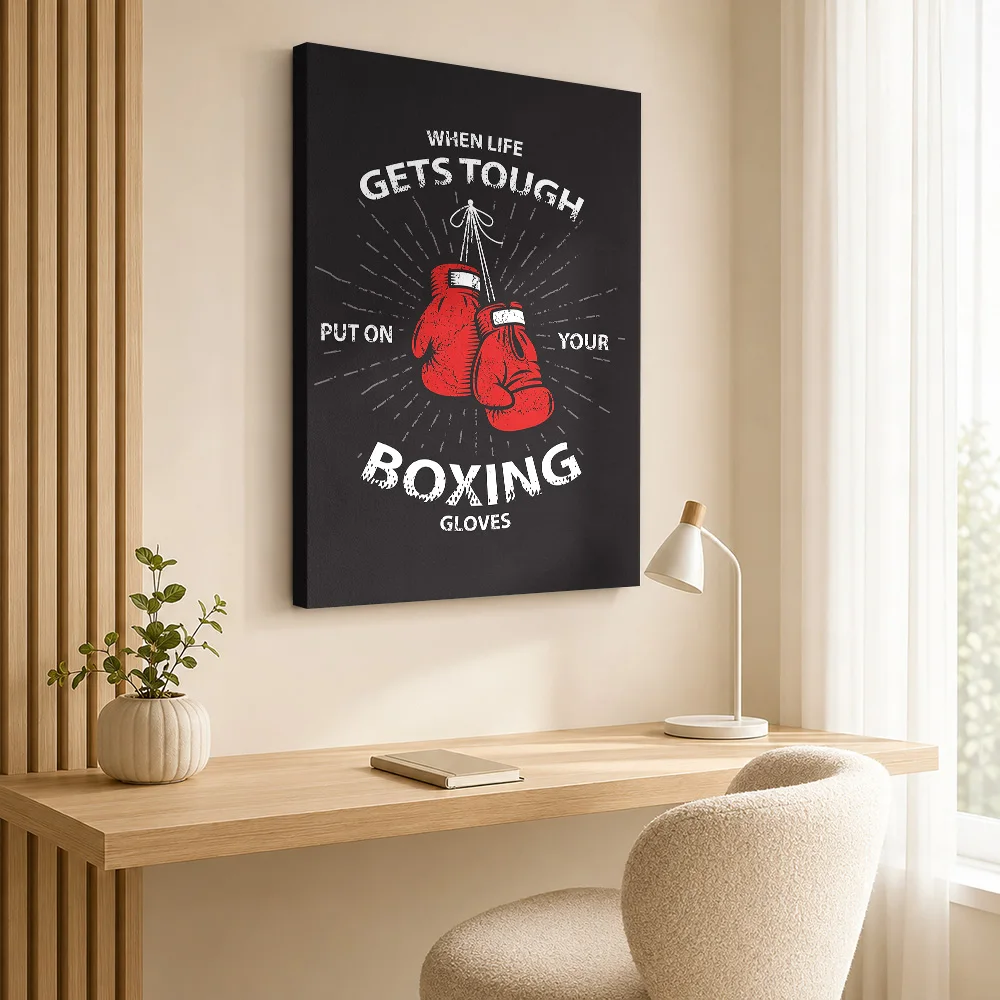 Boxing Gloves Motivation Canvas Painting Poster Custom Photo Motivational Typography Wall Art for Bedroom Workspace Decoration