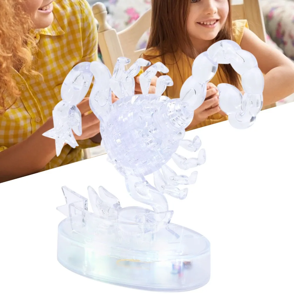 Creative Scorpio Shape DIY Assembly Puzzle Self Assembly DIY Jigsaw Puzzle Toy Light-Up Crystal Puzzle Decoration Children