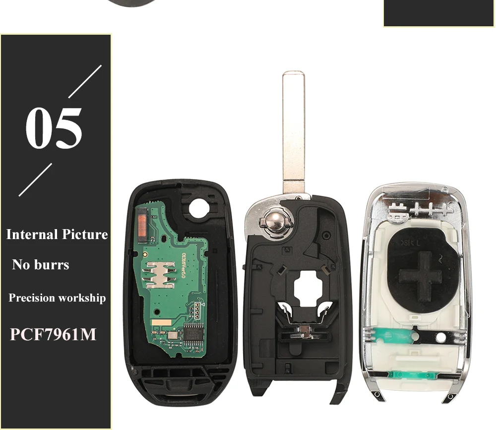 Jingyuqin 2Button 433MHz PCF7961M 4A Chip Flip Remote Key for Renault Dacia Logan 2 II 2018 2019 2020 FSK Car Key Fob Control