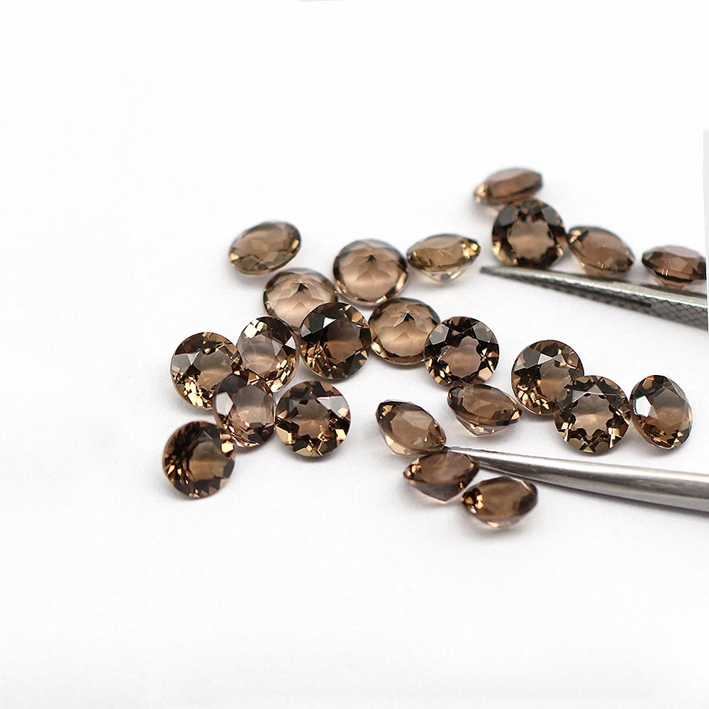 500pcs/lot Factory Directly 100% Authentic Natural Smoke Quartz Crystal Round 1-2.25mm Round Facet Loose Gemstones For Jewelry