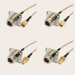 RG316 SMA To N Female 4 hole flange Male plug / Female Jack  Conncetor RG-316 Coax jumper cable 25 * 25 square plate adapter