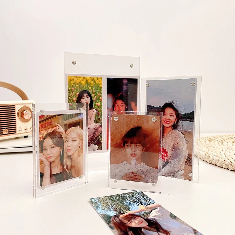 الاكريليك إطار الصورة Kpop المعبود فوتوكارد عقد واضح إطار الصورة بطاقة صغيرة جمع كتاب عرض الصور حامل سطح المكتب الديكور