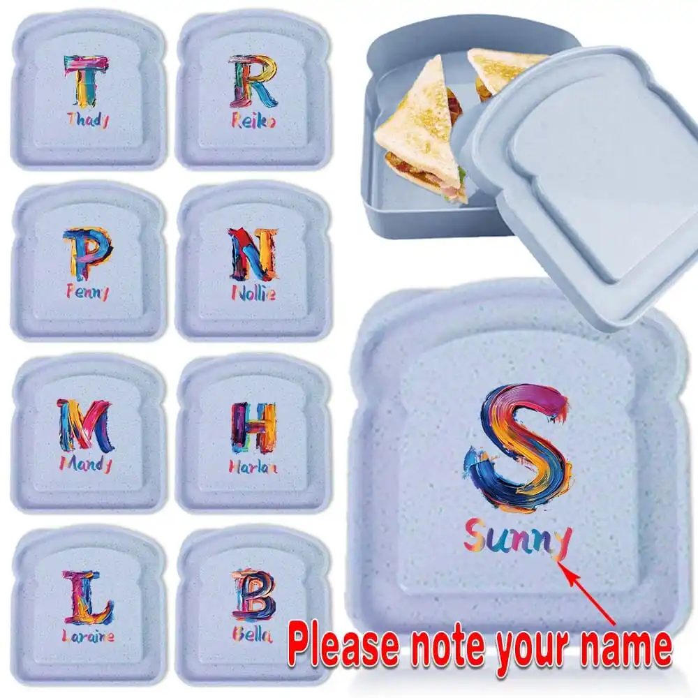 

Customized Name Portable Flip-Top Compartmented Lunch Box Outdoor Picnic Bento Case Bread Practical Box Personalized Pattern