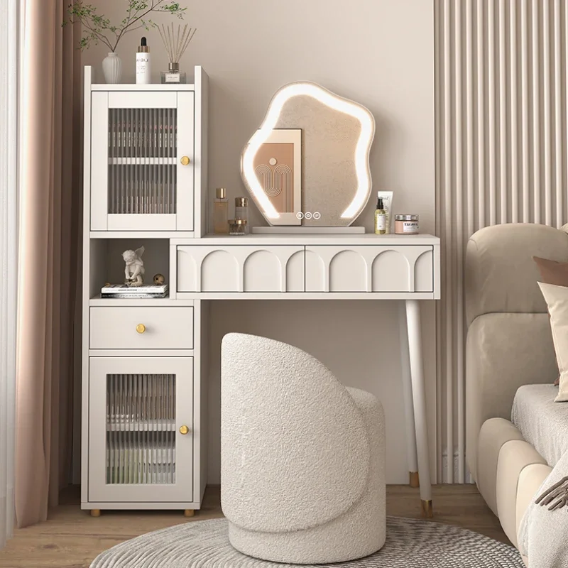 

Aesthetic Bedroom Dresser Cabinet Mirror Luxury White Kawaii Drawer Makeup Table Wood Women Modern Mesa De Maquillaje Furniture