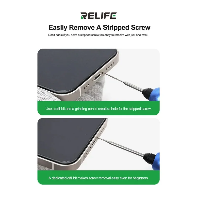 

RELIFE TX1 Stripped Screw Drill Bit Set Anti-Slippage For Phone Repair Extra-Hard Alloy Easy Removeal Durable Operation Tool