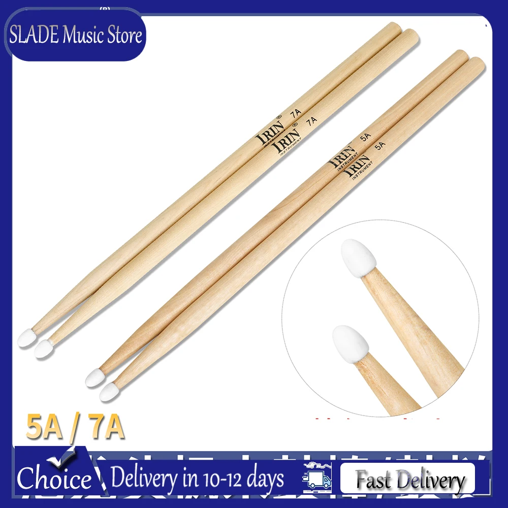 IRIN 1 Par de Baquetas de Arce Premium 5A/7A, Ideales para Todas las Edades, Baquetas Duraderas para Práctica de Jazz y Percusión