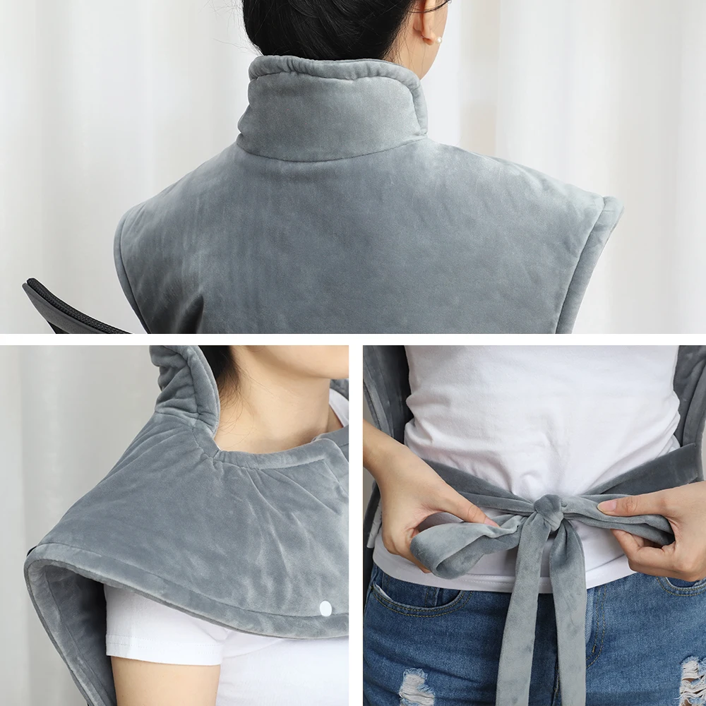 Electric Heating Pad Wrap Vest for Neck and Shoulders Winter Body Warmer Whole Back Relief Pain Fatigue Warm Back Brace Tool