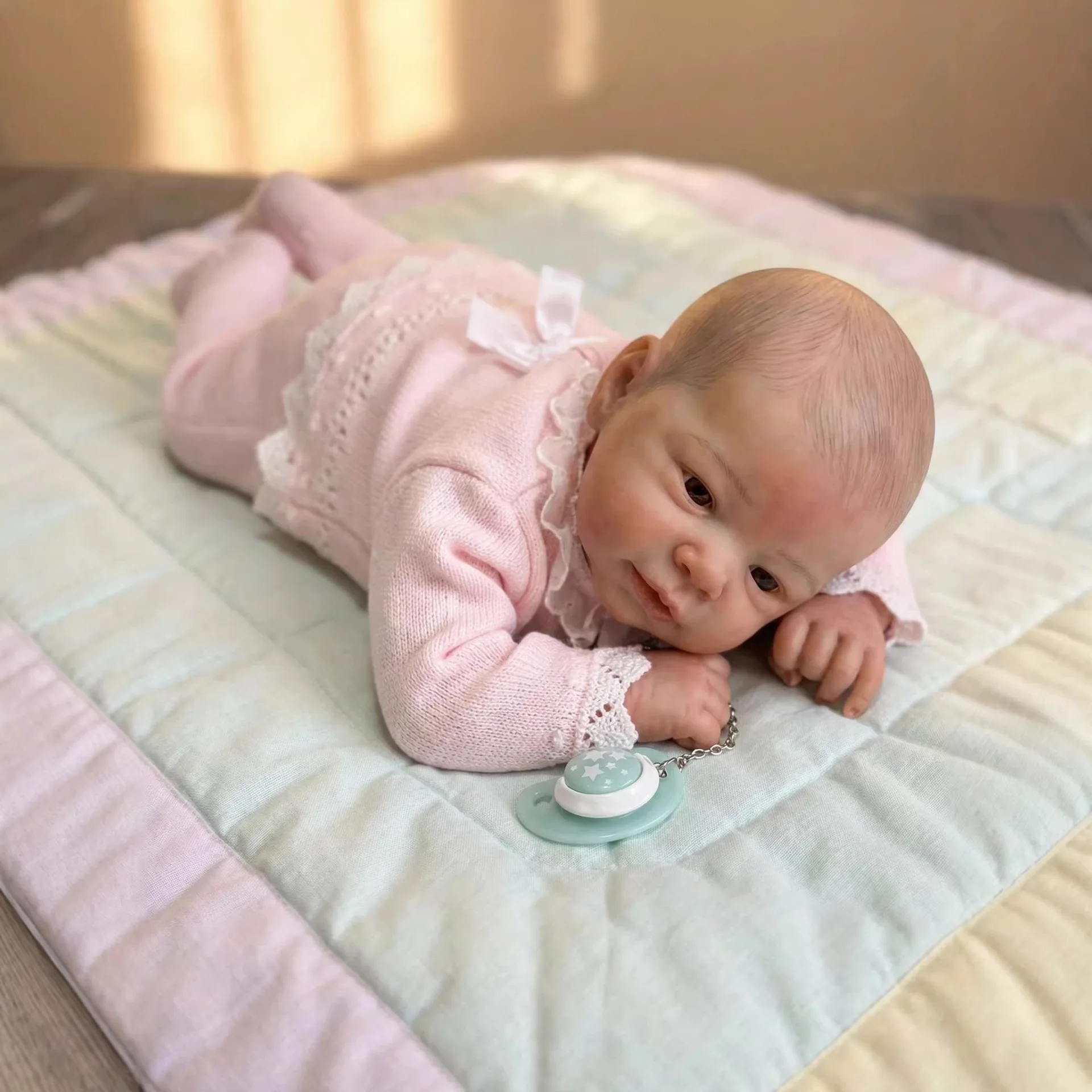 Emmy 18"/45cm Realistic Reborn Girl Baby Doll Soft Body Vinyl Silicone 3D Hand Painted Newborn Gift Birthday Gift Christmas Toy