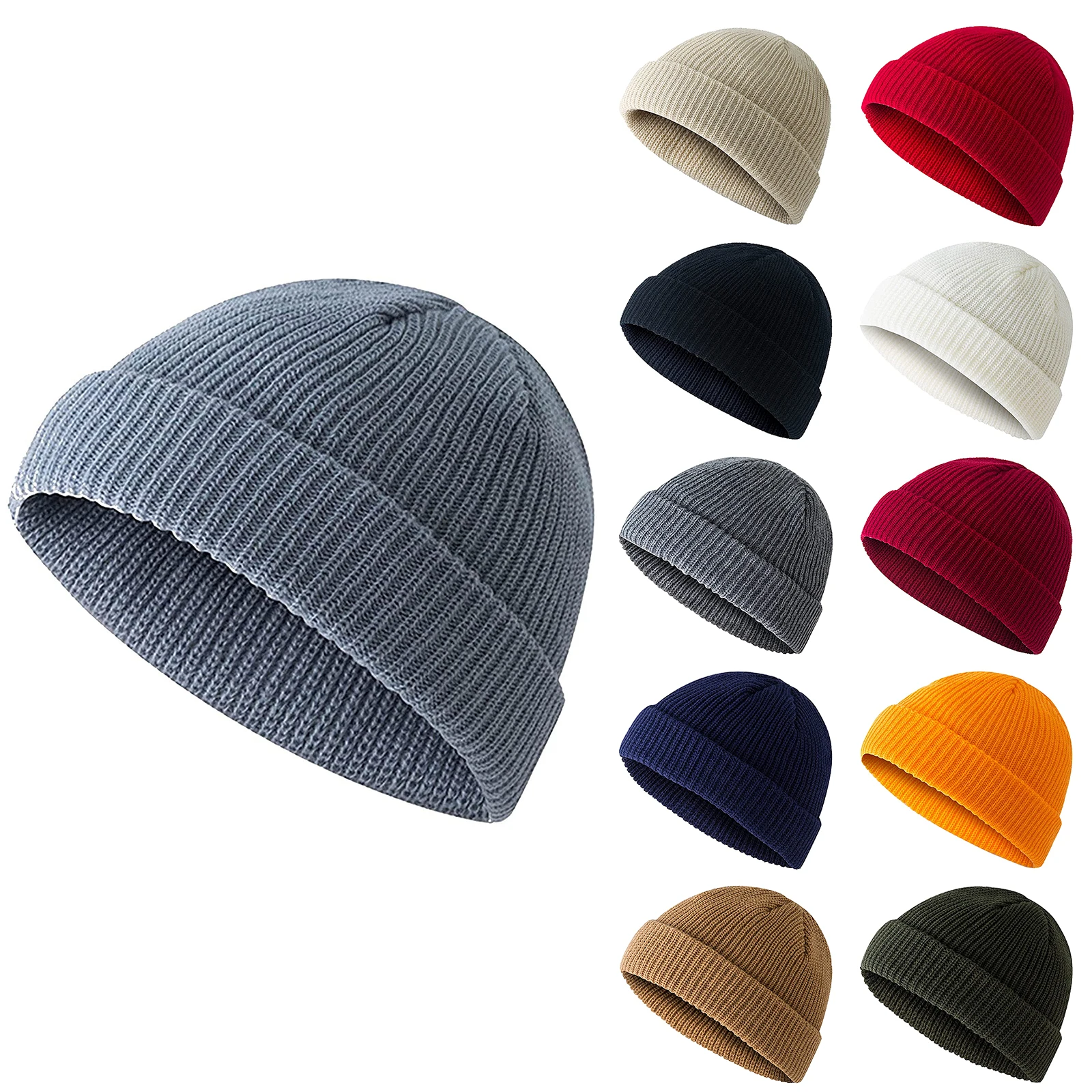 Autumn And Winter Trendy Solid Color Wool Hip Hop Knitted Hoodie Guapi Hat Knitted Cold Hat For Outdoor Daily Wear