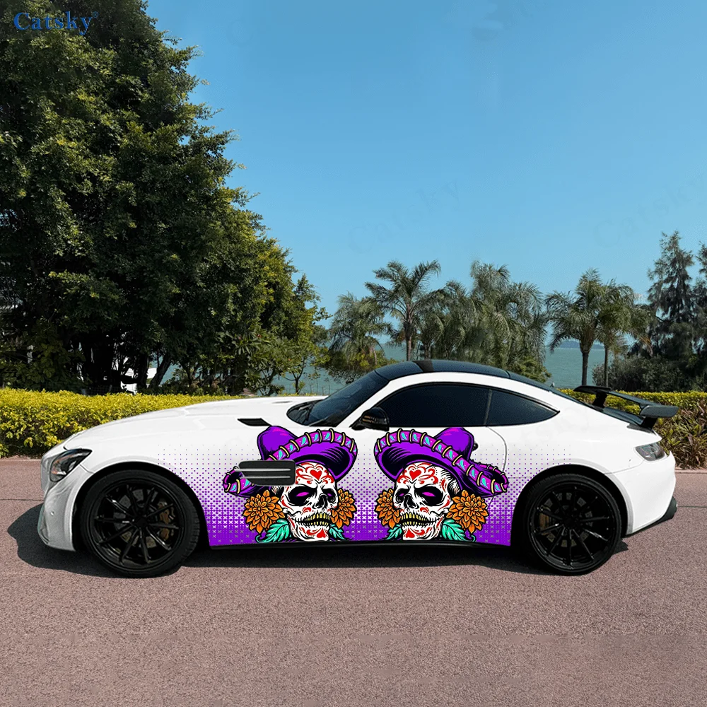 

Colorful Skulls Hat Joker Car Vinyl Wraps Decal Self-adhesive PVC Sticker Suitable for Trucks SUV Decor Auto Accessories Gift
