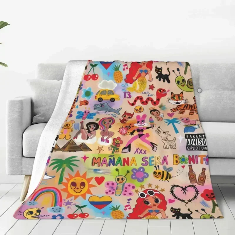 Manana sera bonito Karol G battaniye kadife yaz klima çok fonksiyonlu yumuşak atma battaniye kanepe seyahat yatak örtüsü@0¥