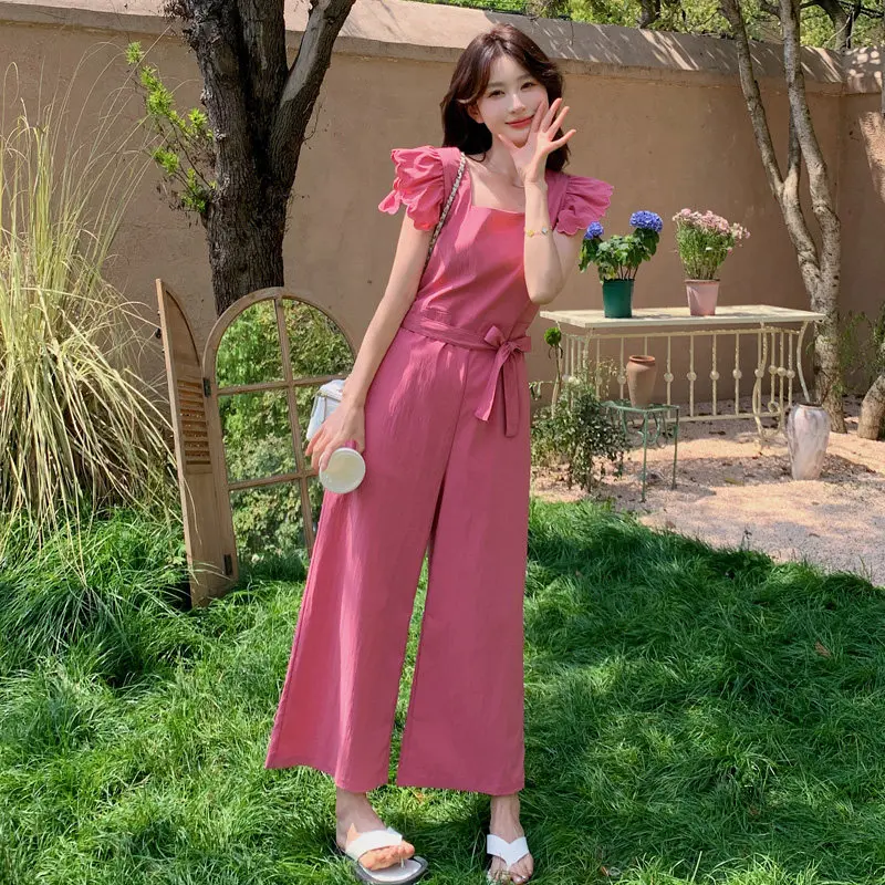 

Summer New Women's Jumpsuit Square Neck High Waisted Jumpsuit