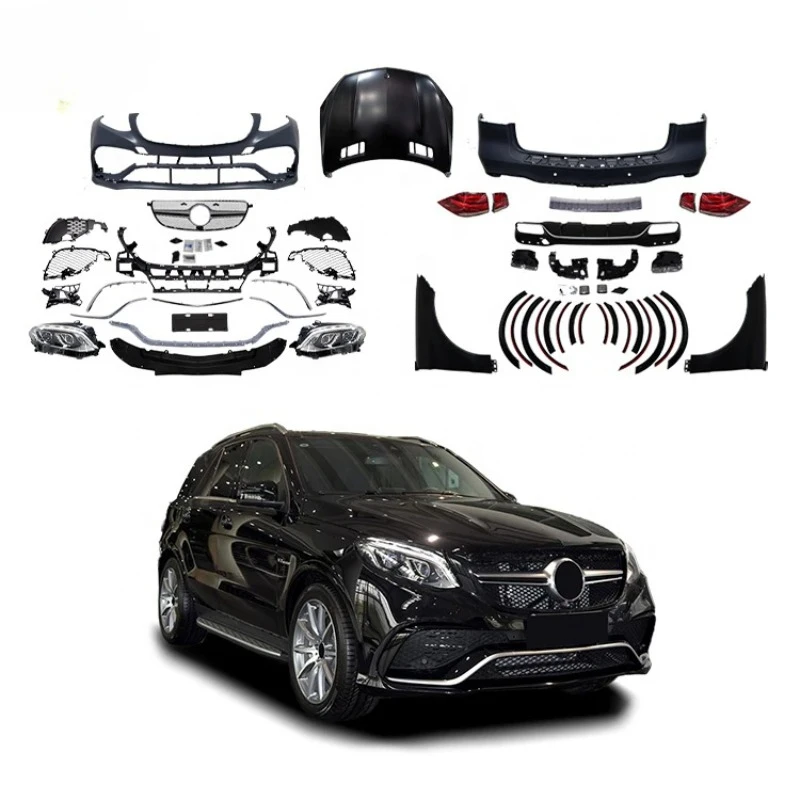 

For Mercedes-Benz ML W166 Car Bumpers Facelift GLE63 AMG Old Upgrade New Bodykit with Headlights Taillights Hood Fenders