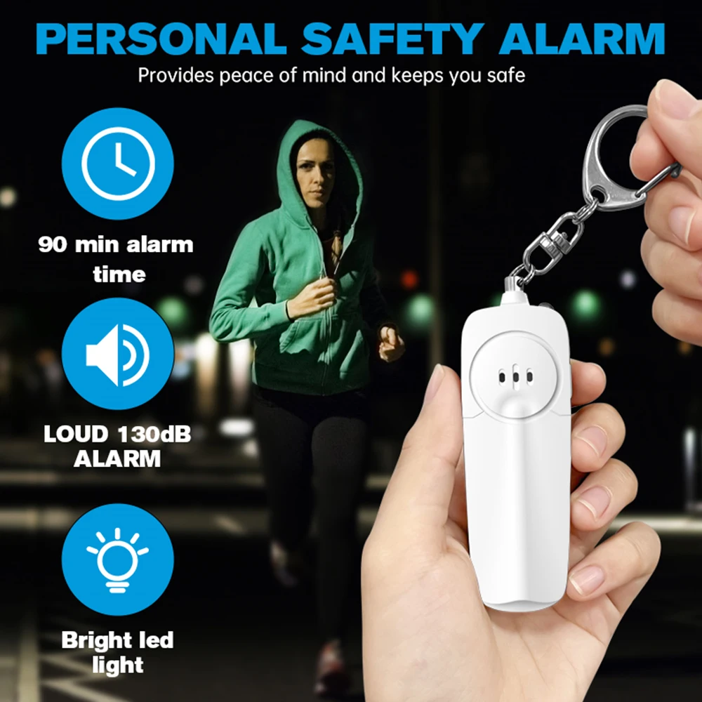 WSDCAM-Alarme de Segurança Pessoal para Mulheres e Idosos, Anti Ataque, Mini Alarme, Lanterna LED, Chaveiro Infantil, 130dB