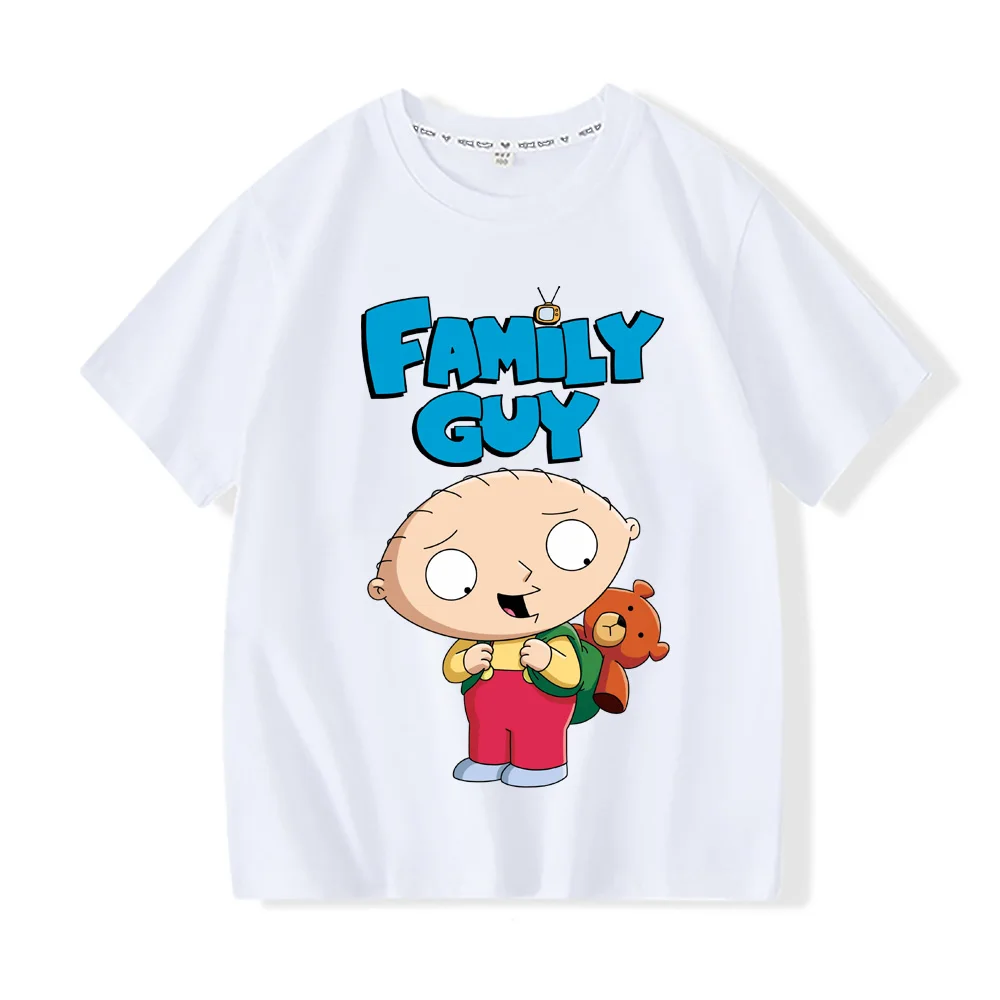 

Family Guy 100%Cotton Cartoon T-shirts Children Boysgirls Short Sleeve Breathable Kawaii Kids High Quality O-neck Tshirts Tee