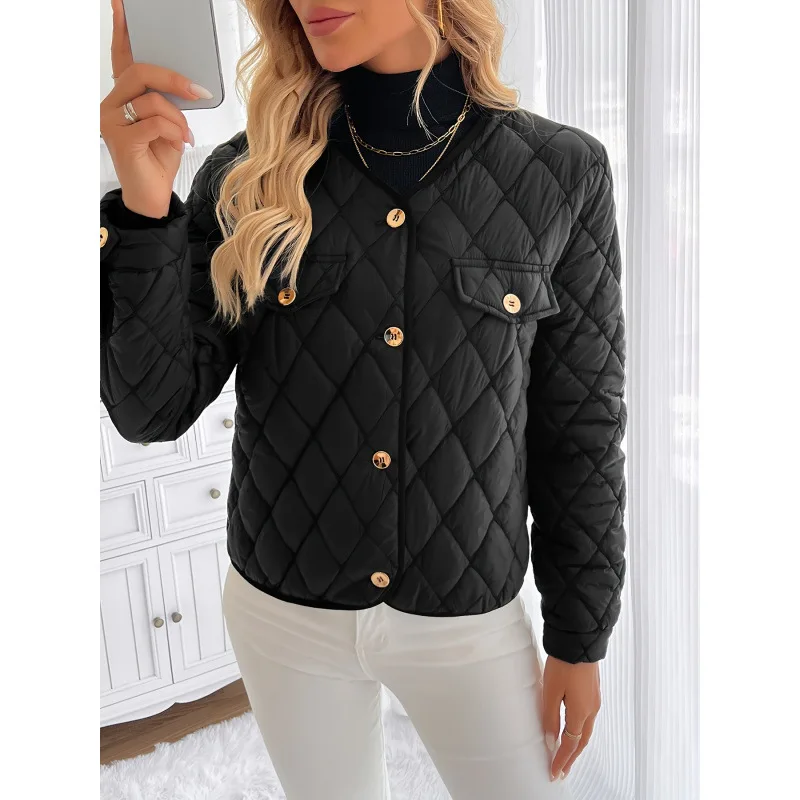 

Diamond Quilted Cotton Jacket Women's Outerwear Cross-Border Style Spring Season Couple's Fashion No Brand Registered Trademark