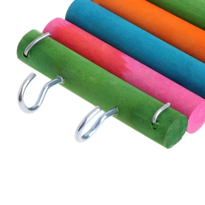 1Pc Pets Parrot Hamsters Climbing Toys Colorful Brige Gerbil Exercise Ladder Natural Woods Pet Ladder Toy Color Random