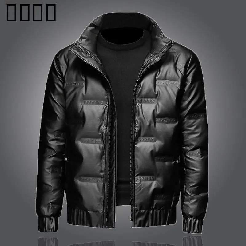 

Men's Thiened down Cotton Jaet Trendy Faionable Stand Collar iny Surface Warm ort Coat Outerwear Spring Season