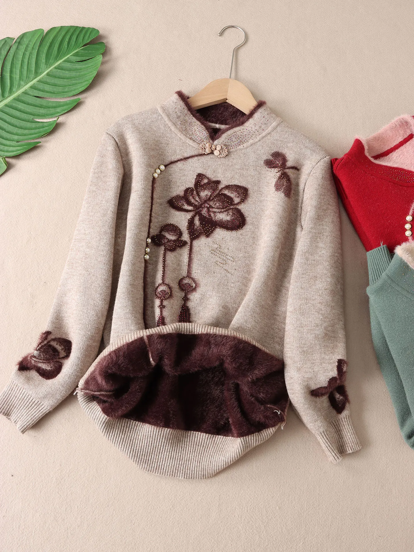 

Ele Thiened Intered бархатный свитер для мамы осень-зима с воротником стильный базовый слой женские вязаные теплые топы