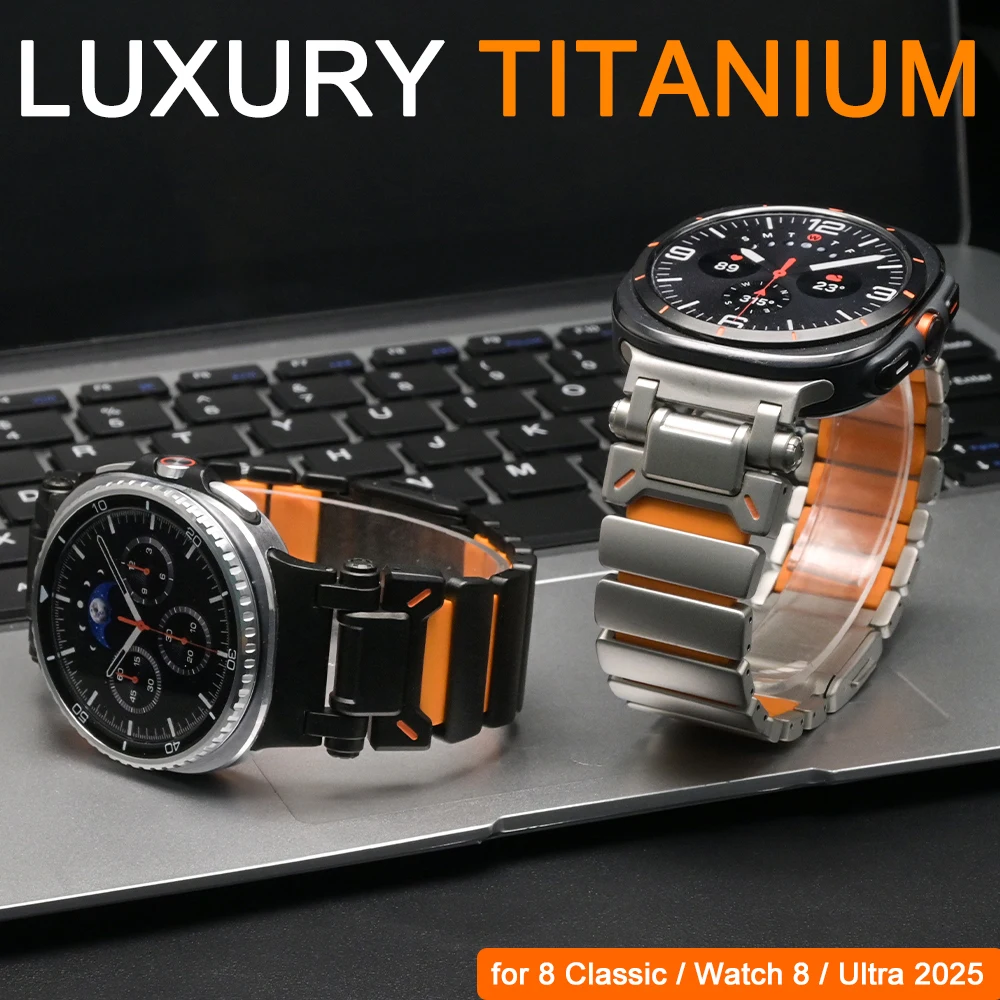

Титановый ремешок для часов Samsung Galaxy Watch 8 Классический ремешок 46 мм 8 44 мм 40 мм Мужской металлический браслет для Galaxy Watch Ultra 2025 2024