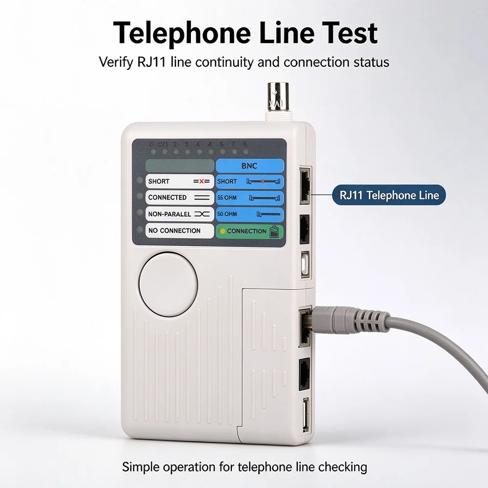 4 IN 1 Remote Cable Tester RJ45 RJ11 USB BNC LAN Ethernet Cable Tester, Telephone Coaxial Wire Detector, Multi-function Network