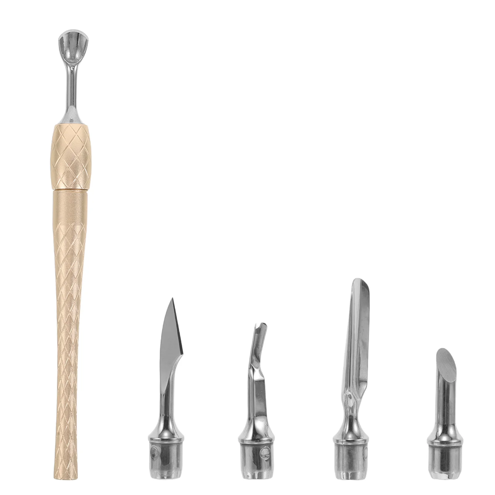 

1 комплект маникюрных инструментов из нержавеющей стали, толкатель для кутикулы, кусачки, буферная пилка, очиститель ложки, профессиональный набор для ухода за ногтями