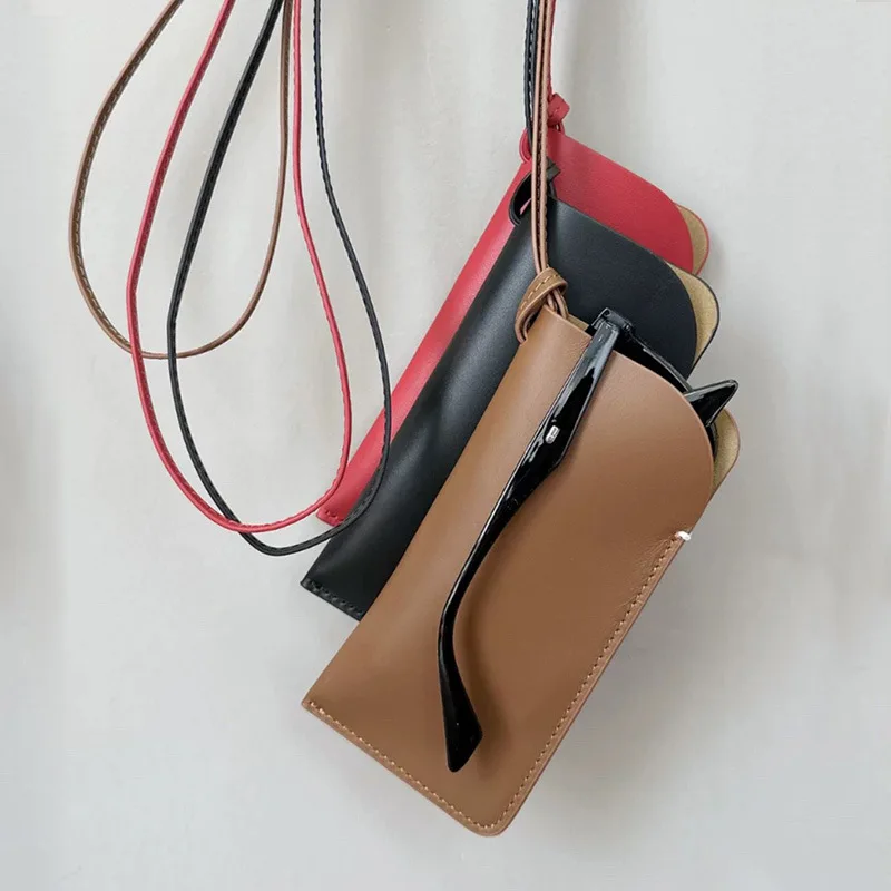 Leopard Print Velvet Hanging Neck Magnetic Sunglasses Clip Long Necklace Female Travel Portable Storage Lanyard Sweater Chain