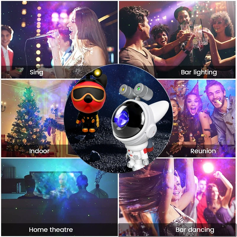 Proiettore LED Galaxy Star proiettore telecomando USB 360 ° luce notturna stellata regolabile cane astronauta staccabile Decor