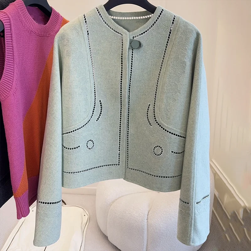 

Высококачественное женское пальто на одной пуговице с цветочной вышивкой, изысканное и роскошное 251020114