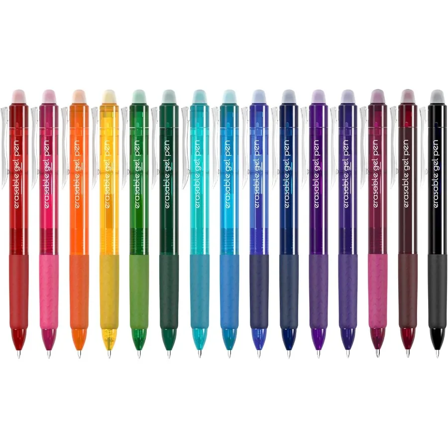 

15-цветные выдвижные стираемые гелевые ручки-кликер Fine Point 0,7, исчезающие сметки, удобная ручка премиум-класса для рисования и письма P