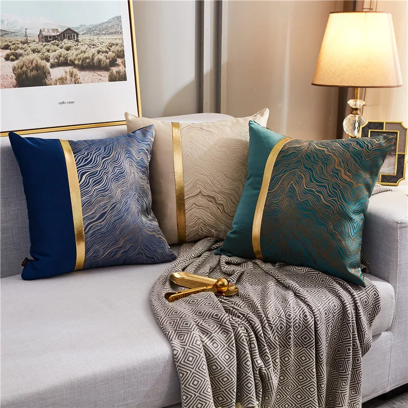 Simple Matching Hot Gold Throw Cushion Cover 45X45 Jacquard Pillow Cover Light Luxury Comfortable Pillows Living Room Pillowcase