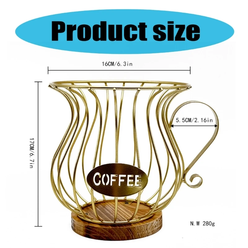 Cesta elegante y elegante para café con diseños de tapas, accesorio para una fácil organización y protección contra la humedad