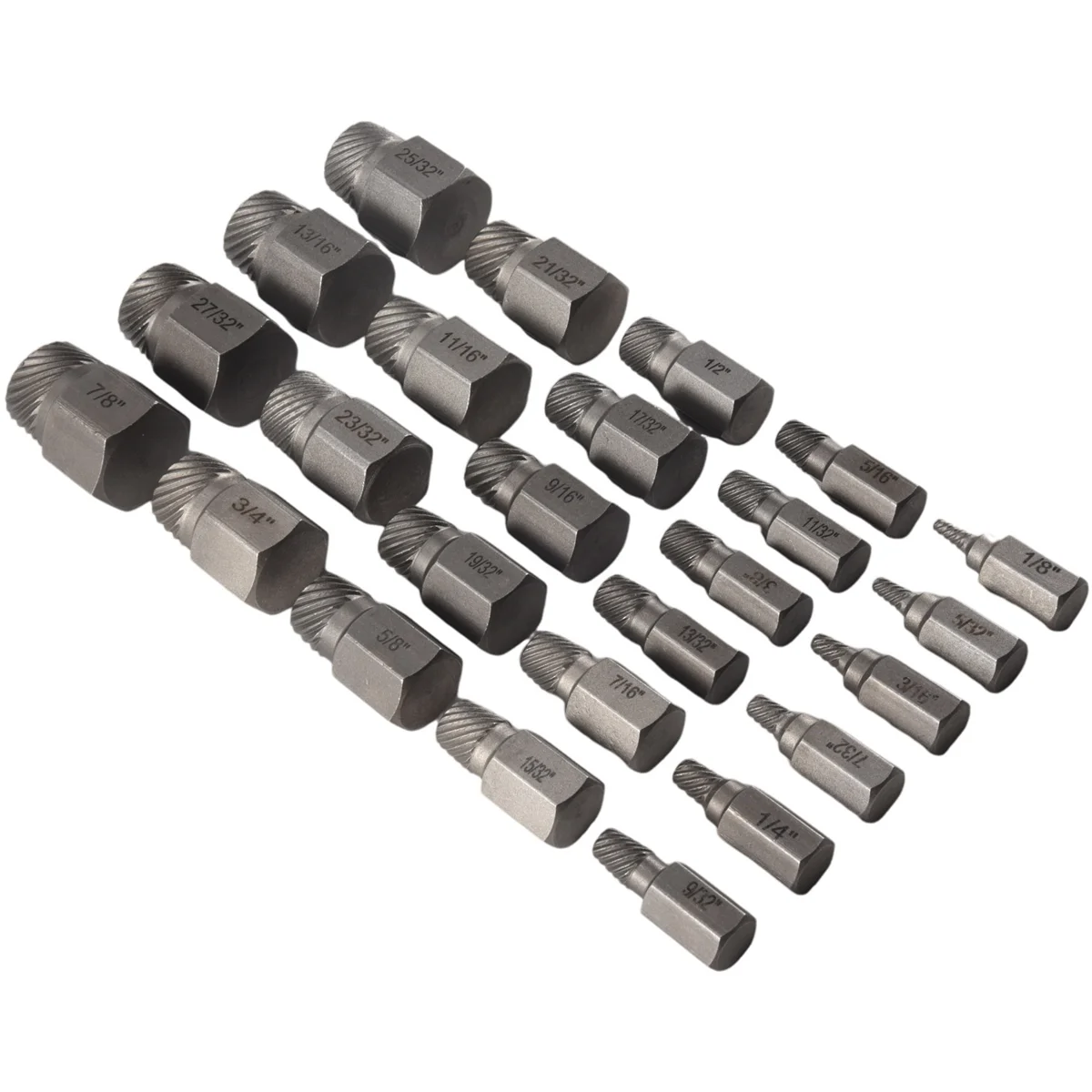 25Pcs Screw Extractor Set, 3/8 Inch Drive 2-In-1 Double Head Easy Out Bolt Extractor Set, for Removing Broken Studs