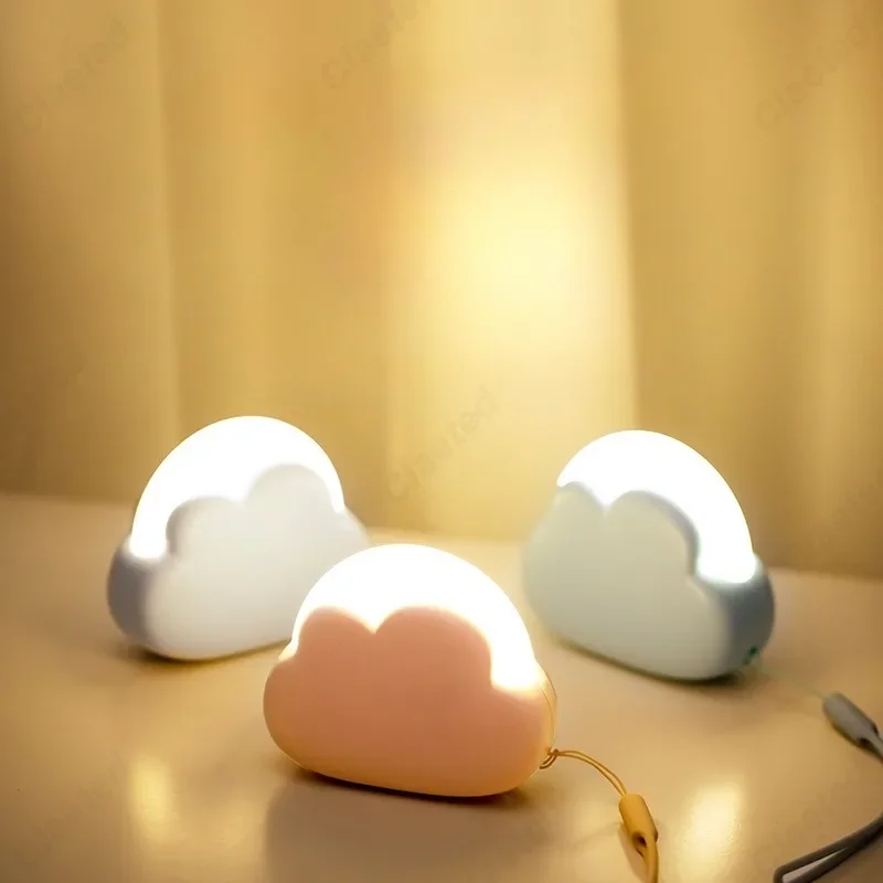 Cloud Shaped Mini LED Night Light Decoration Light with USB Charging Port for Easy Portability Bedroom Study Desktop Lighting