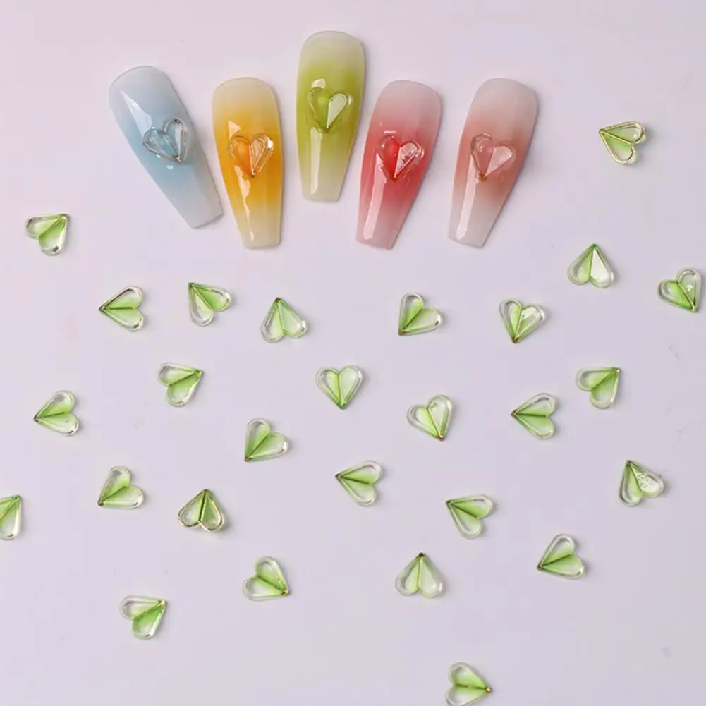 Manicure Charm 1 Bag Attractive 3D Effect Decorative  Heart Lucky Clover Nail Art Charm Nail Salon Accessories