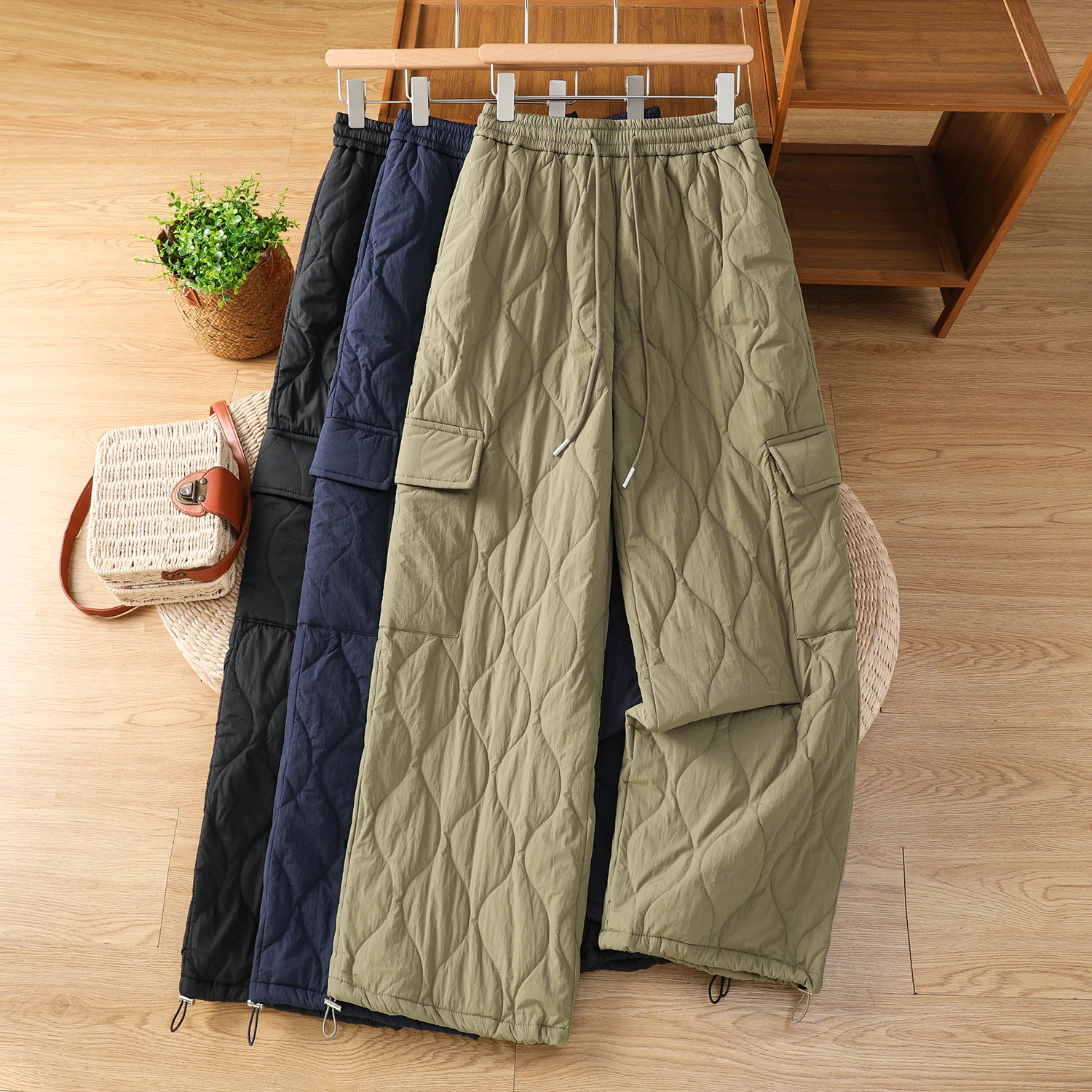 Lightweight Casual Cotton Pants for Women Winter Outdoor Cold Resistant Warm Trousers Thin Workwear Windbreaker Casual Pants