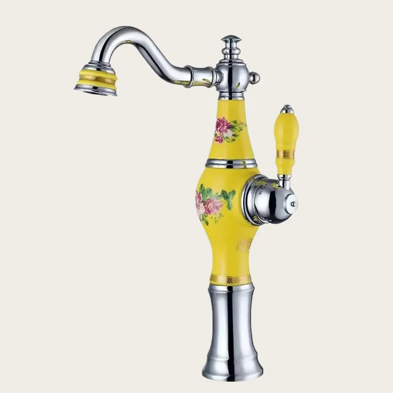 

Смеситель для ванной комнаты из латуни цвета розового золота с керамическим картриджем, дизайнерский смеситель для раковины в форме золотой вазы, художественный смеситель для ванной, кран для раковины с горячей и холодной водой