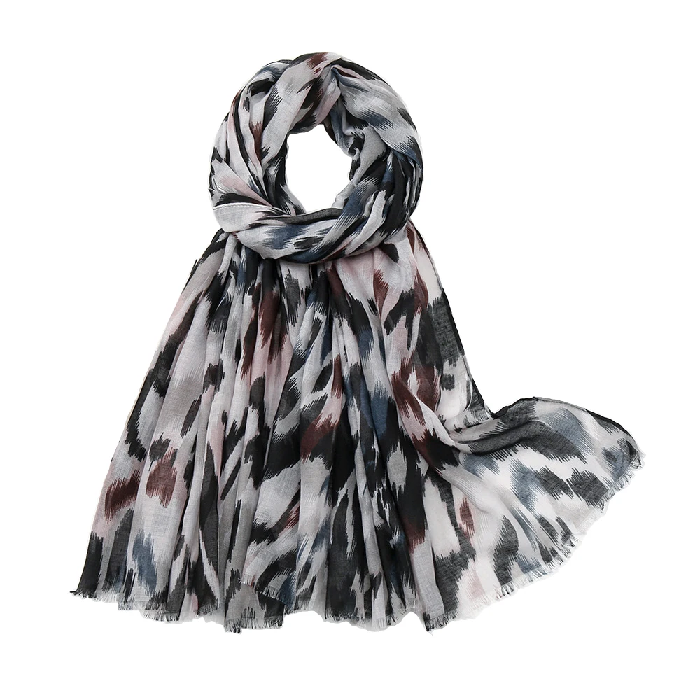 

2022 Fashion Ink Painting Print Scarf Shawls Long Head Hijab Wrap Free Shipping