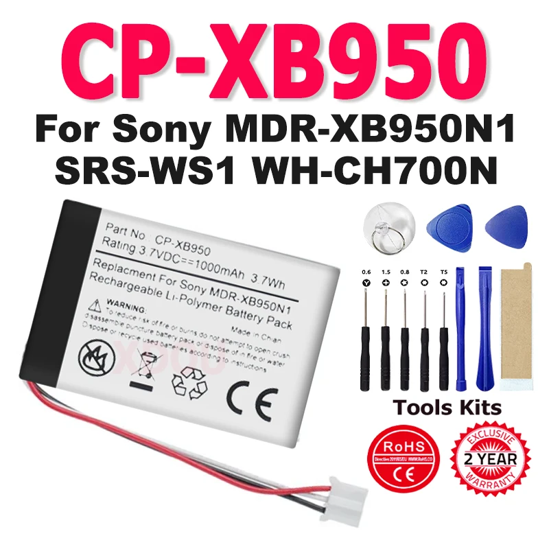 New 3.7V Li-Polymer Replacement Battery CP-XB950 For Sony MDR-XB950N1 SRS-WS1 WH-CH700N Acumulator Batteries+tools
