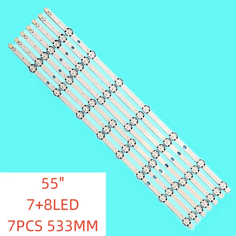 

7PCS/SET New LED Backlight for LUX0155004 VES550QNDS-2D-S11 VES550QNDS-2D-N12 SVV550AK7_UHD_7LED_A B Type 55U6663 55AO4USB