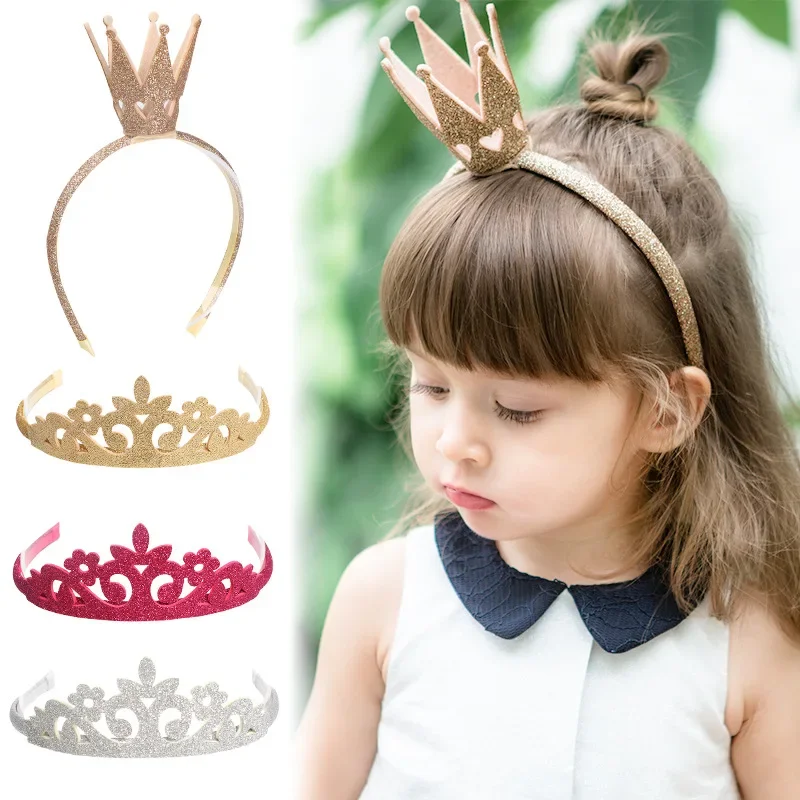 Kids Glitter Tiaras 3D Crown Hairbands for Girls Sparkling Festival Princess Hair Sticks Girls Headwear Kids Hair Accessories