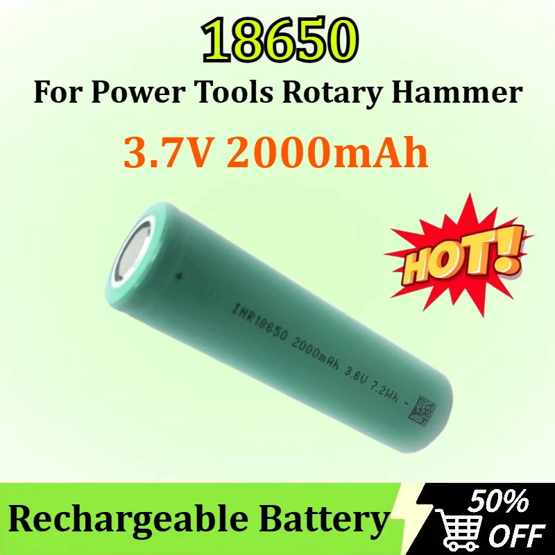 

New 18650 3.7V 2000mAh Lithium Rechargeable Battery for Power Tools Rotary Hammer Battery