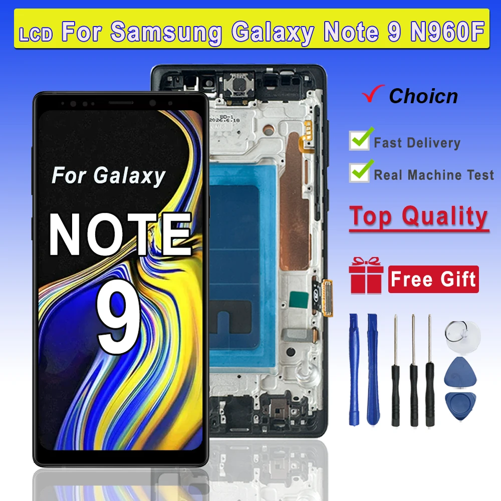 samsung-note-9用tft-lcdタッチスクリーンデジタイザーアセンブリ交換部品、samsung-note-9-n960f-n960u-n9600-lcdスクリーン用