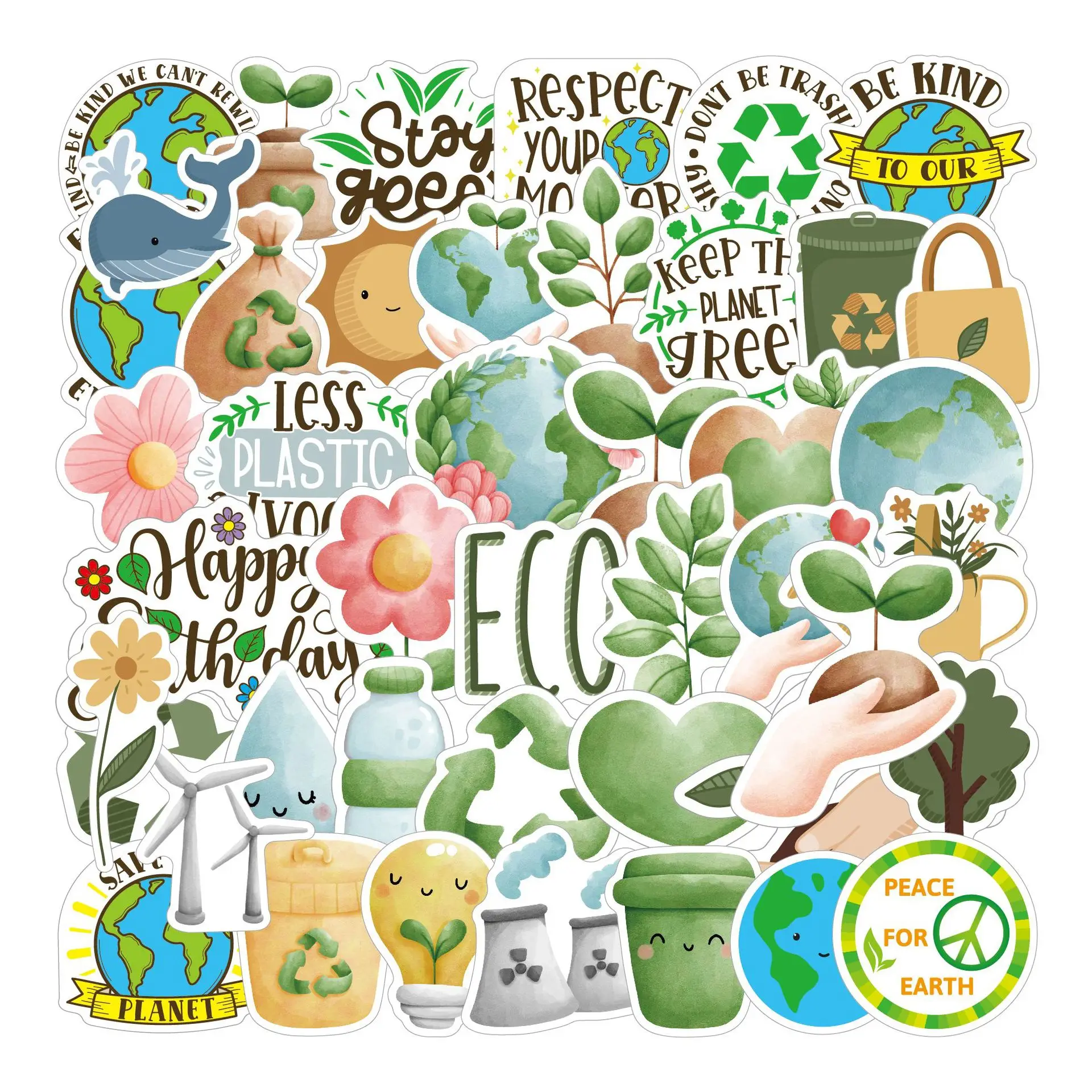 10/30/50PCS Earth Waterproof Day Stickers Cartoon Graffiti Sticker Toy Environmental Protection Decals Luggage Laptop Guitar Car