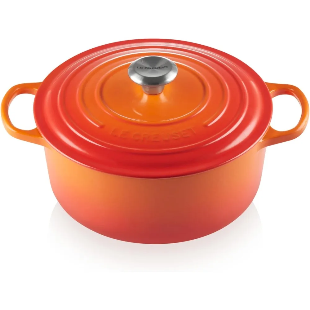 

Enameled Cast Iron Signature Round Dutch Oven with Lid, 5.5 Quart, Flame