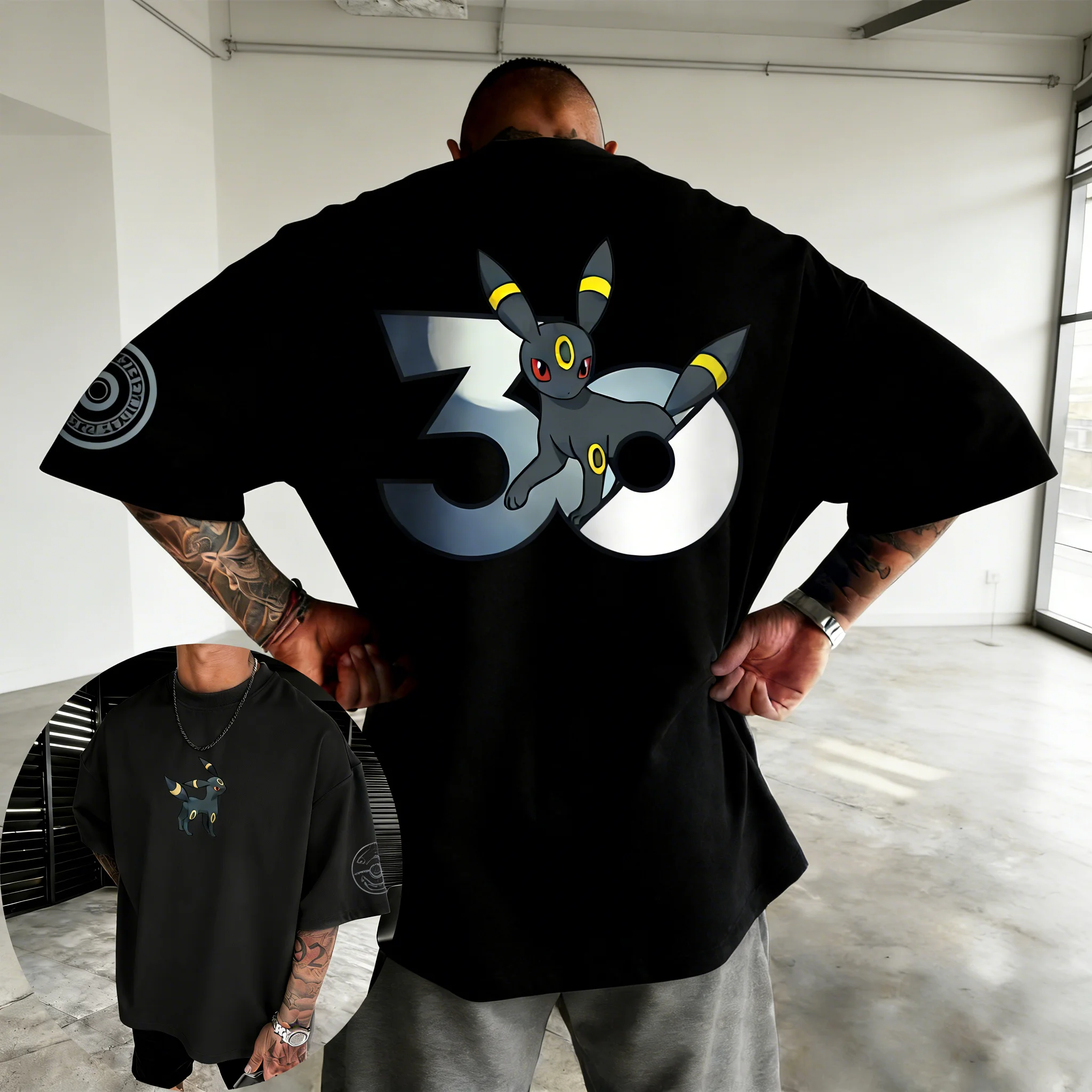camiseta-masculina-casual-de-algodao-oversized-estilo-hip-hop-edicao-comemorativa-30-anos-pokemon-x-umbro-colecao-verao-2026