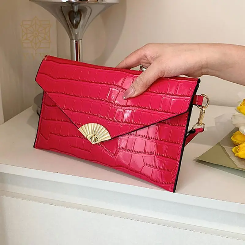 

Mini Crocodile PU Leather Envelope Clutch Handbag Fashion Women's Designer Daily Commuter Wallet Lady Wristlet Messenger Purse